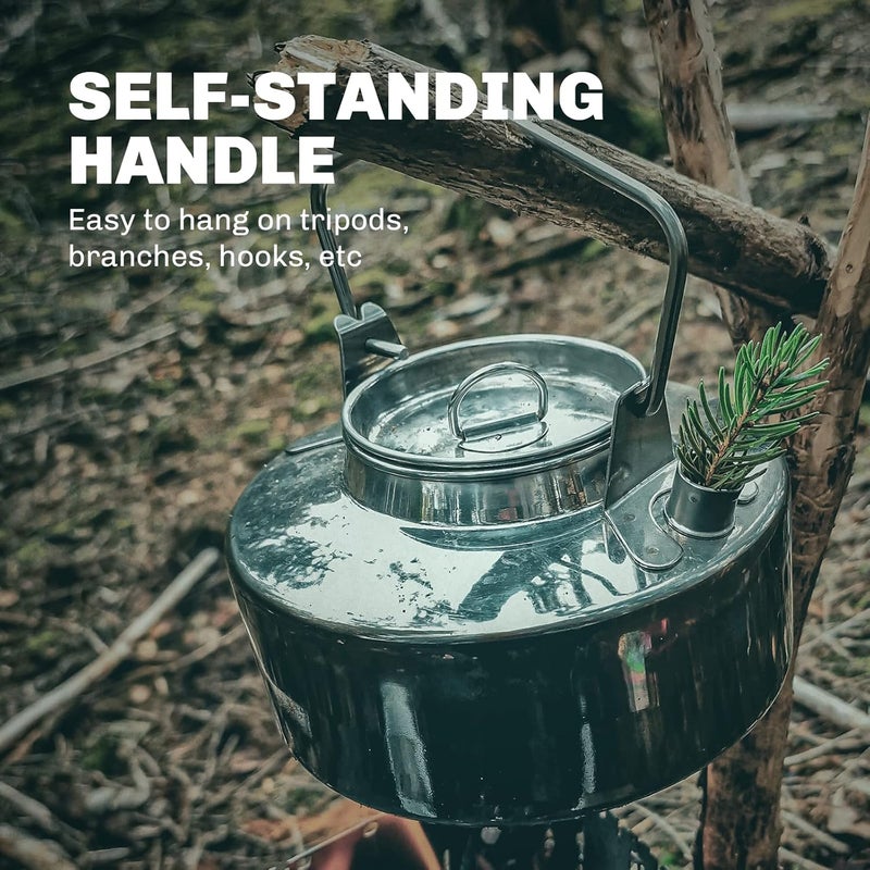 Fire-Maple Antarcti Portable 1 Liter Lightweight Stainless Steel Camping Kettle | Durable and Portable Camp Tea Pot | Ideal for Bushcraft and Outdoor Campfire Use - Image 2